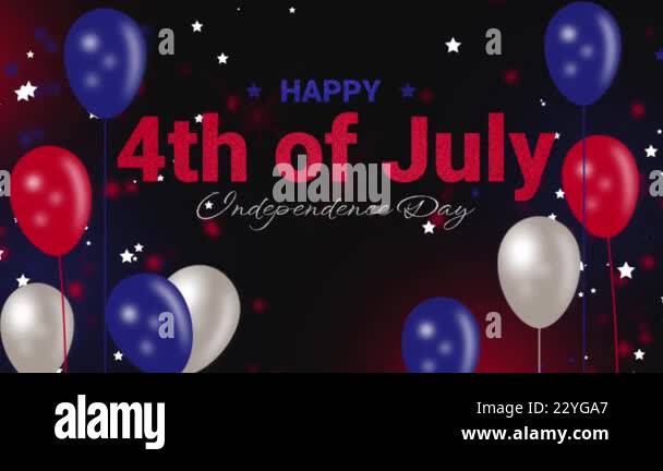 Happy 4th Of July Independence Day Of USA Text Animation With Balloon