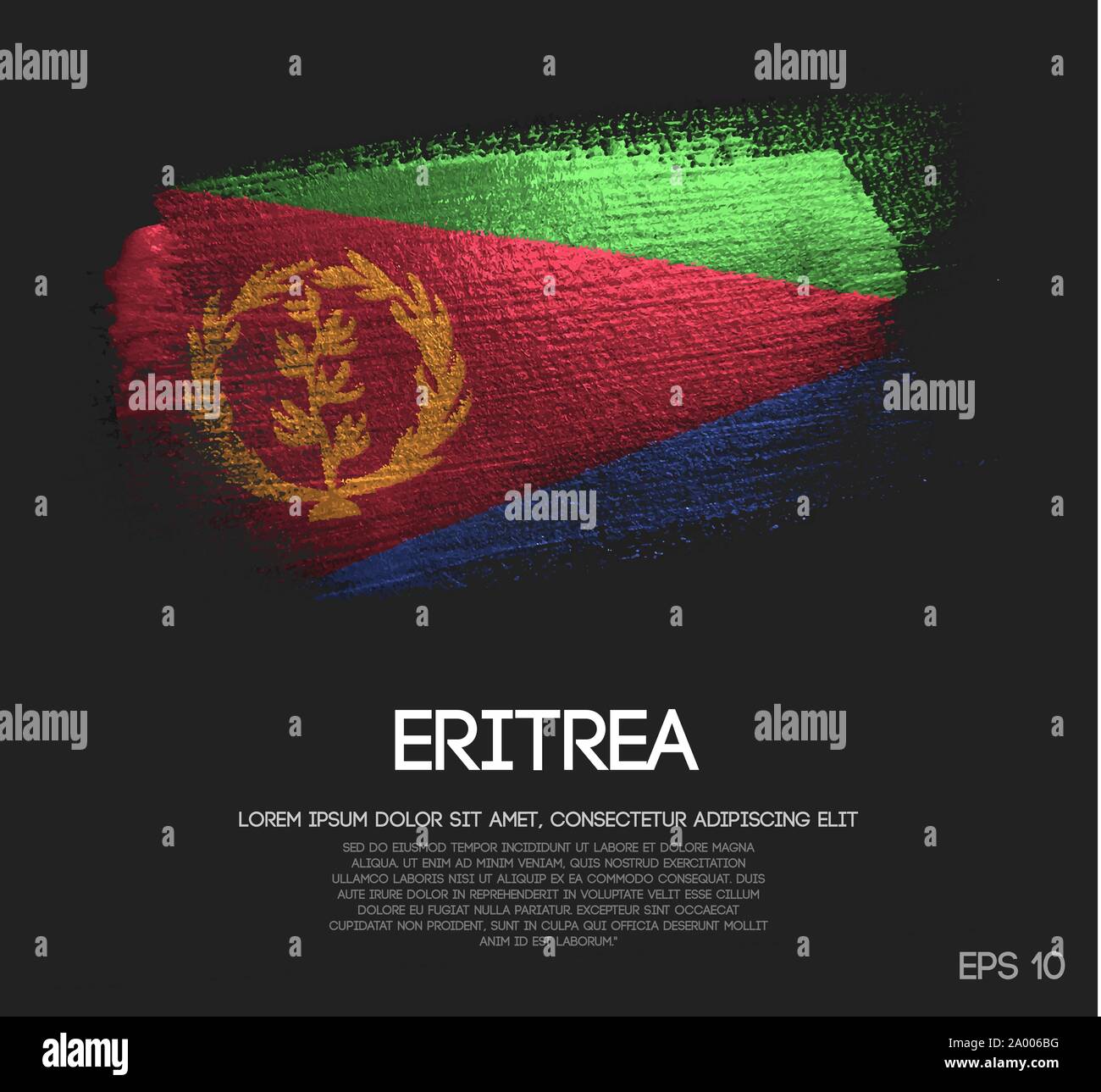 Eritrea Flag Made Of Glitter Sparkle Brush Paint Vector Stock Vector