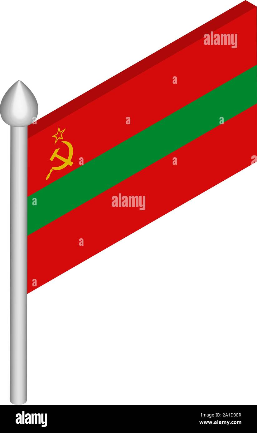 Isometric Illustration Of Flagpole With Transnistria Flag Stock Vector