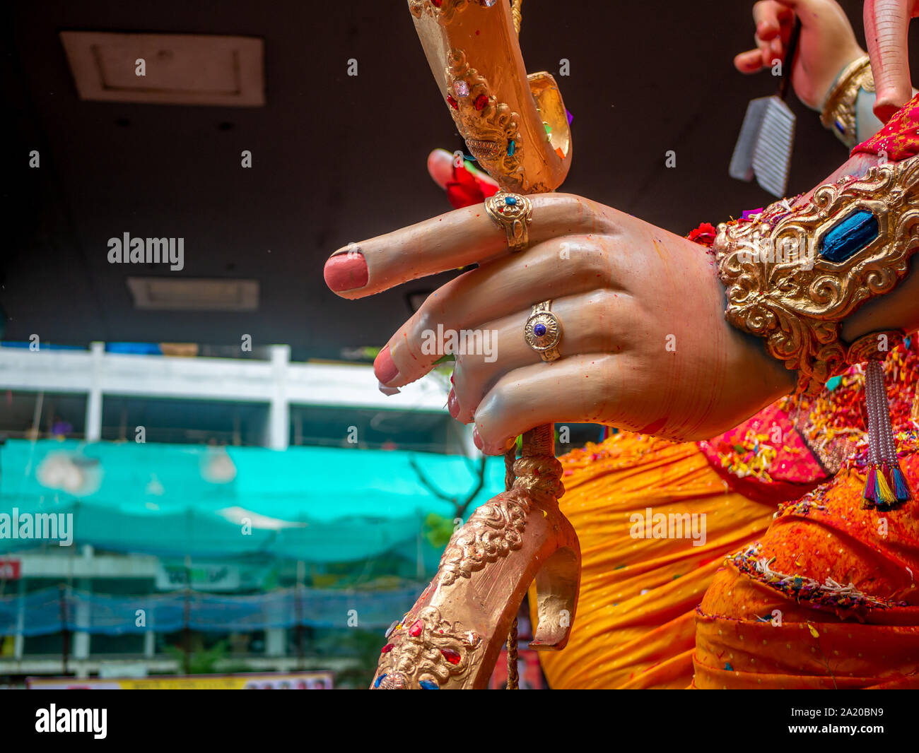 Big Statue Of Lord Ganesha During Ganesh Visarjan Which Marks The End