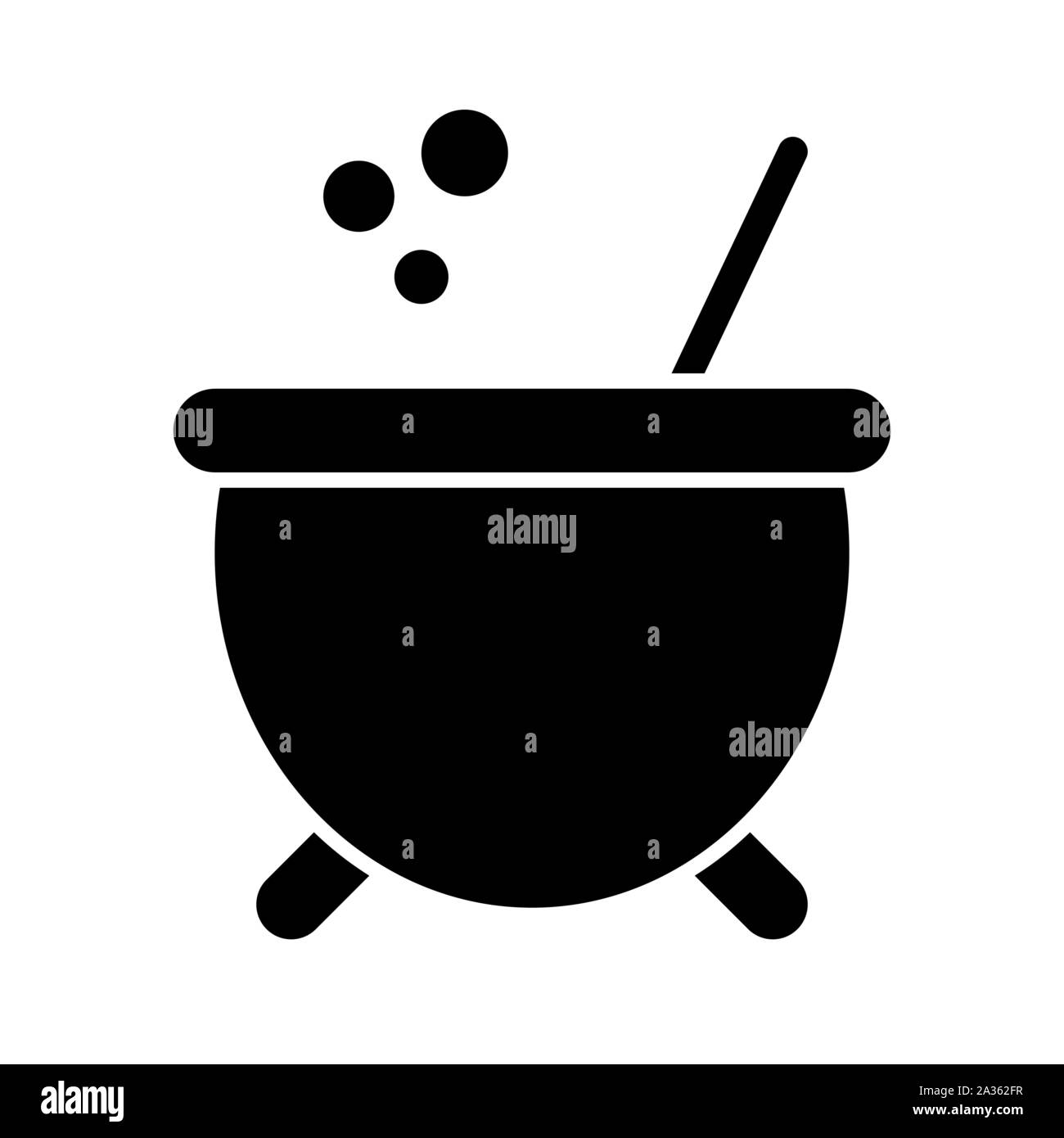 Witch Cauldron Pot Silhouette Isolated On White Background Stock Vector