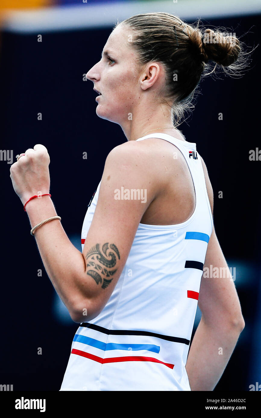 Czech Professional Tennis Player Karolina Pliskova Plays Against