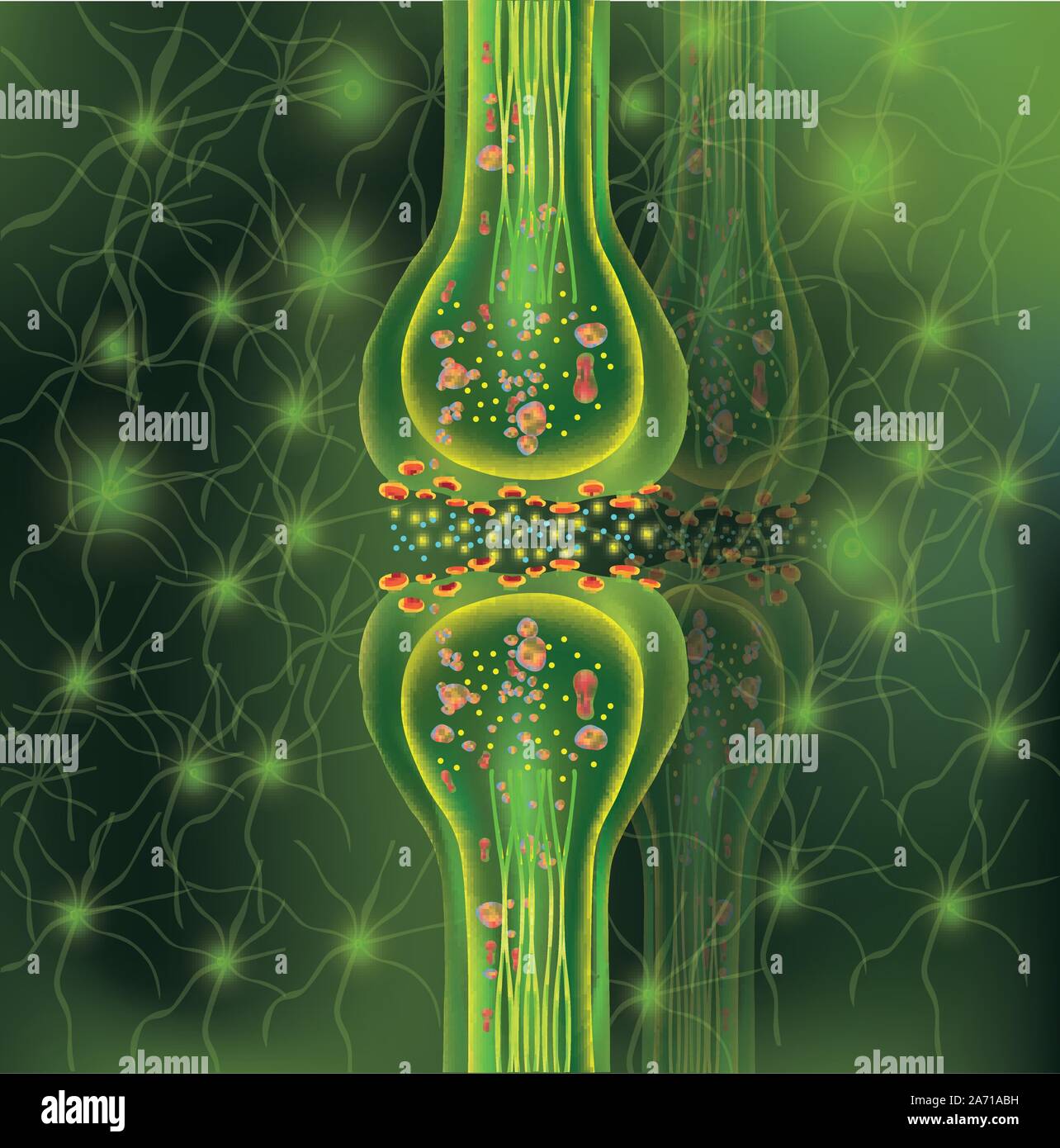 3D Synapse And Neuron Cells Transmission Signal Of Impulse In A Living