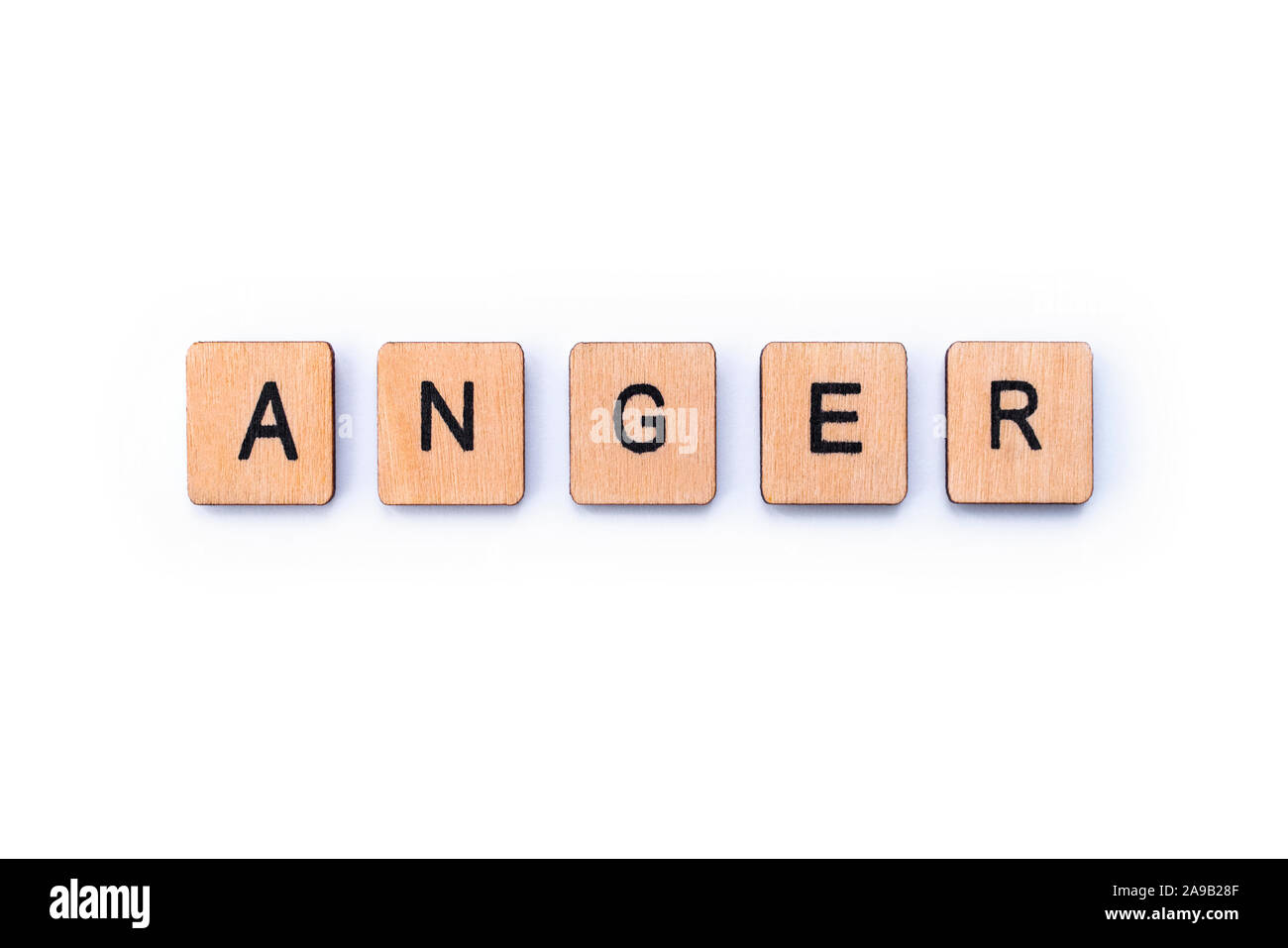 The Word Anger Spelt With Wooden Letter Tiles Stock Photo Alamy