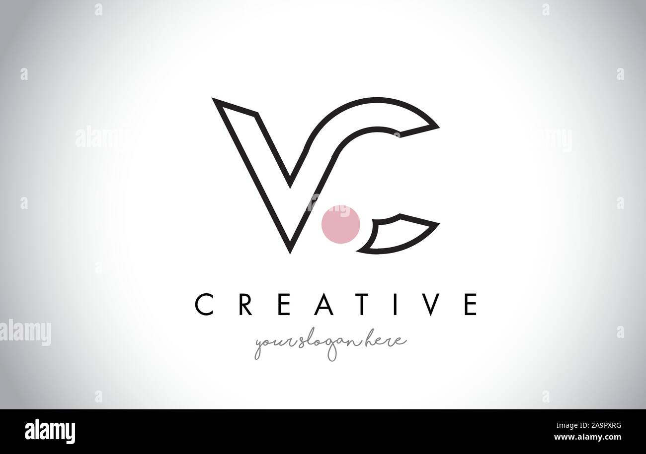 VC Letter Logo Design With Creative Modern Trendy Typography And Black