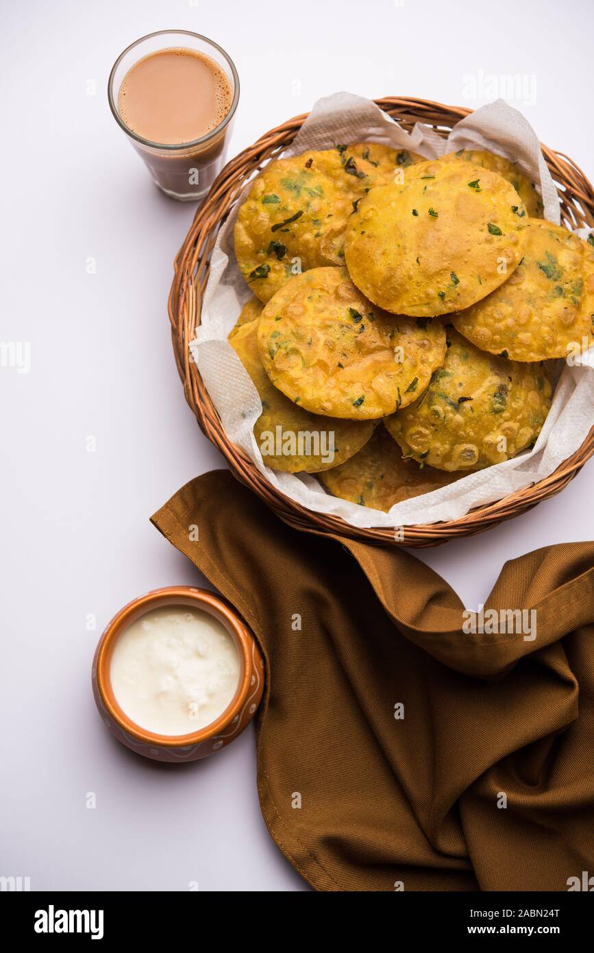 Methi Poori Or Puri Made Using Fresh Fenugreek Leaves Missed With Wheat