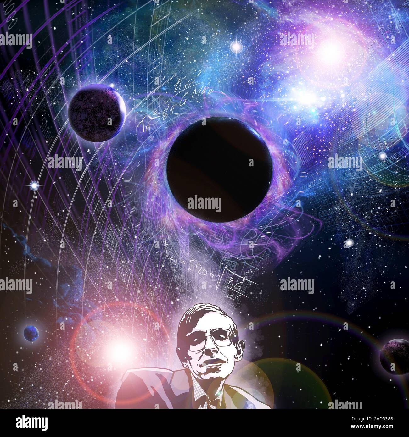 Hawking And Black Holes Illustration Of British Theoretical Physicist