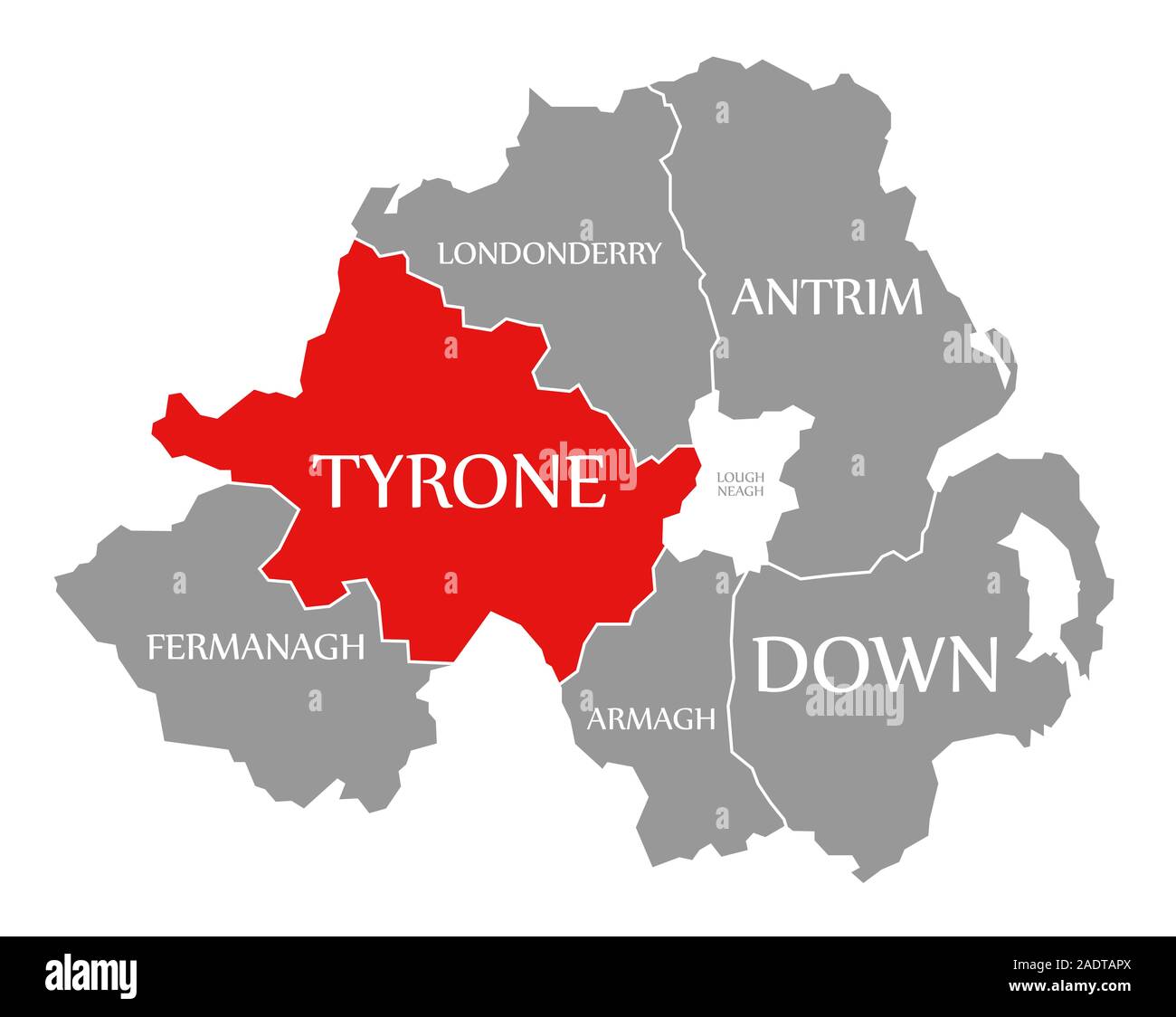 Tyrone Red Highlighted In Map Of Northern Ireland Stock Photo Alamy