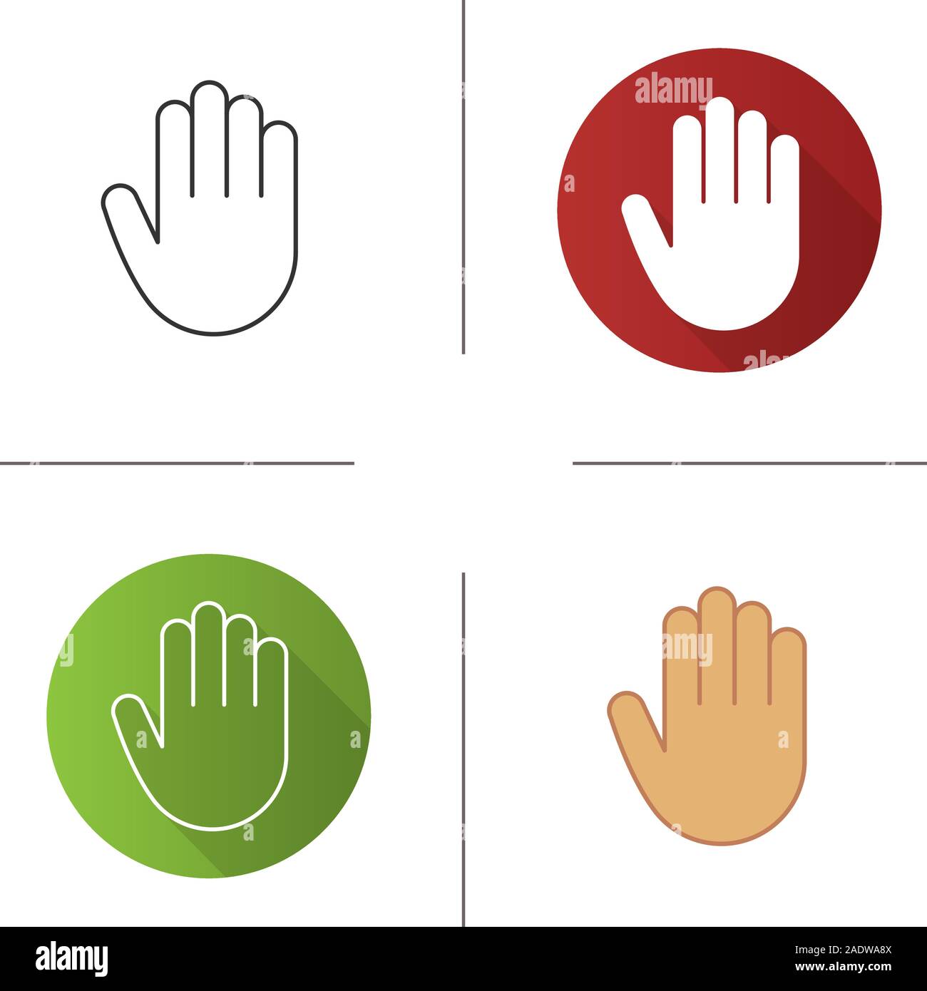 Palm Icon Flat Design Linear And Color Styles Stop Greeting And