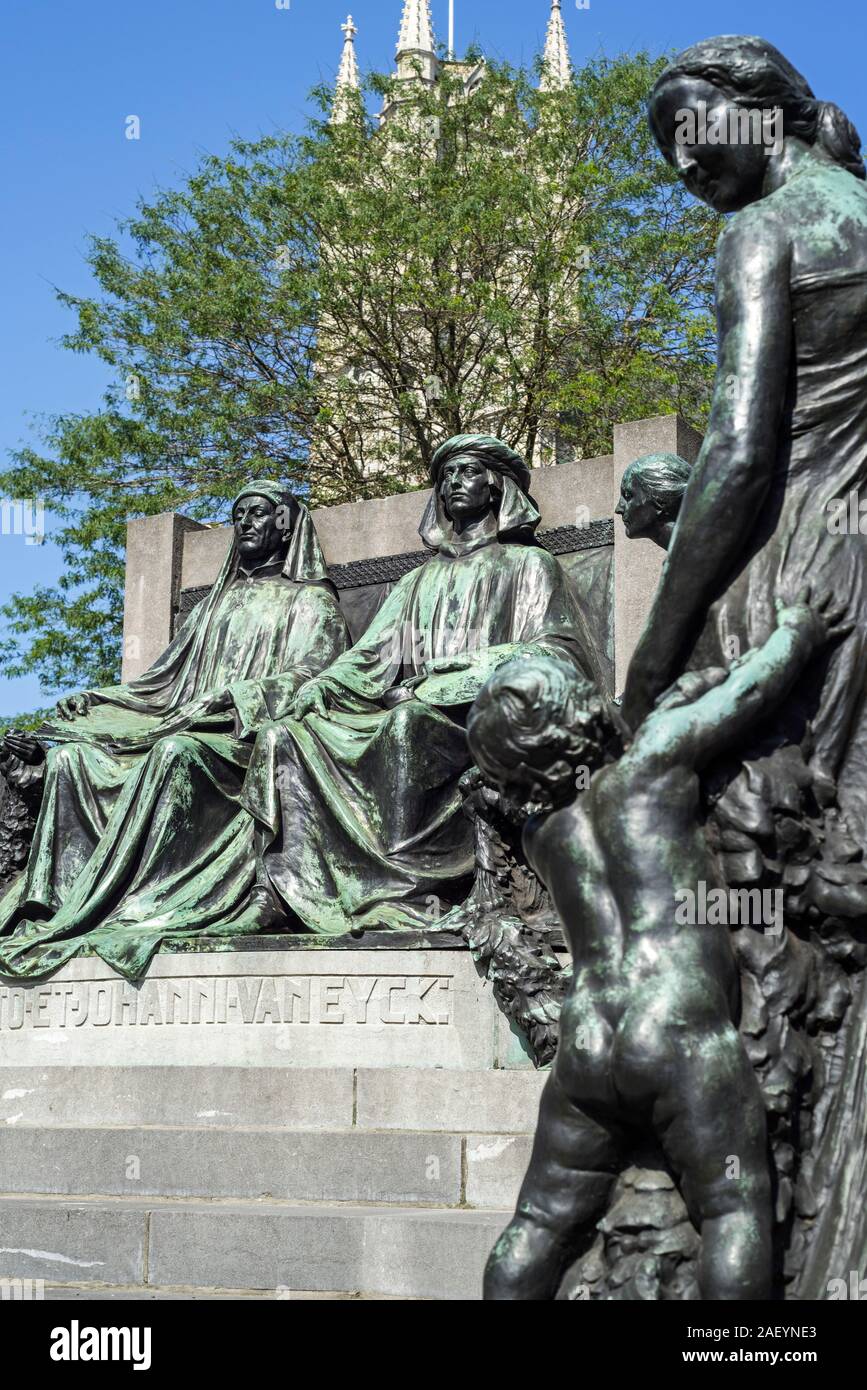 Monument In Honour Of The Van Eyck Brothers Jan And Hubert Painters