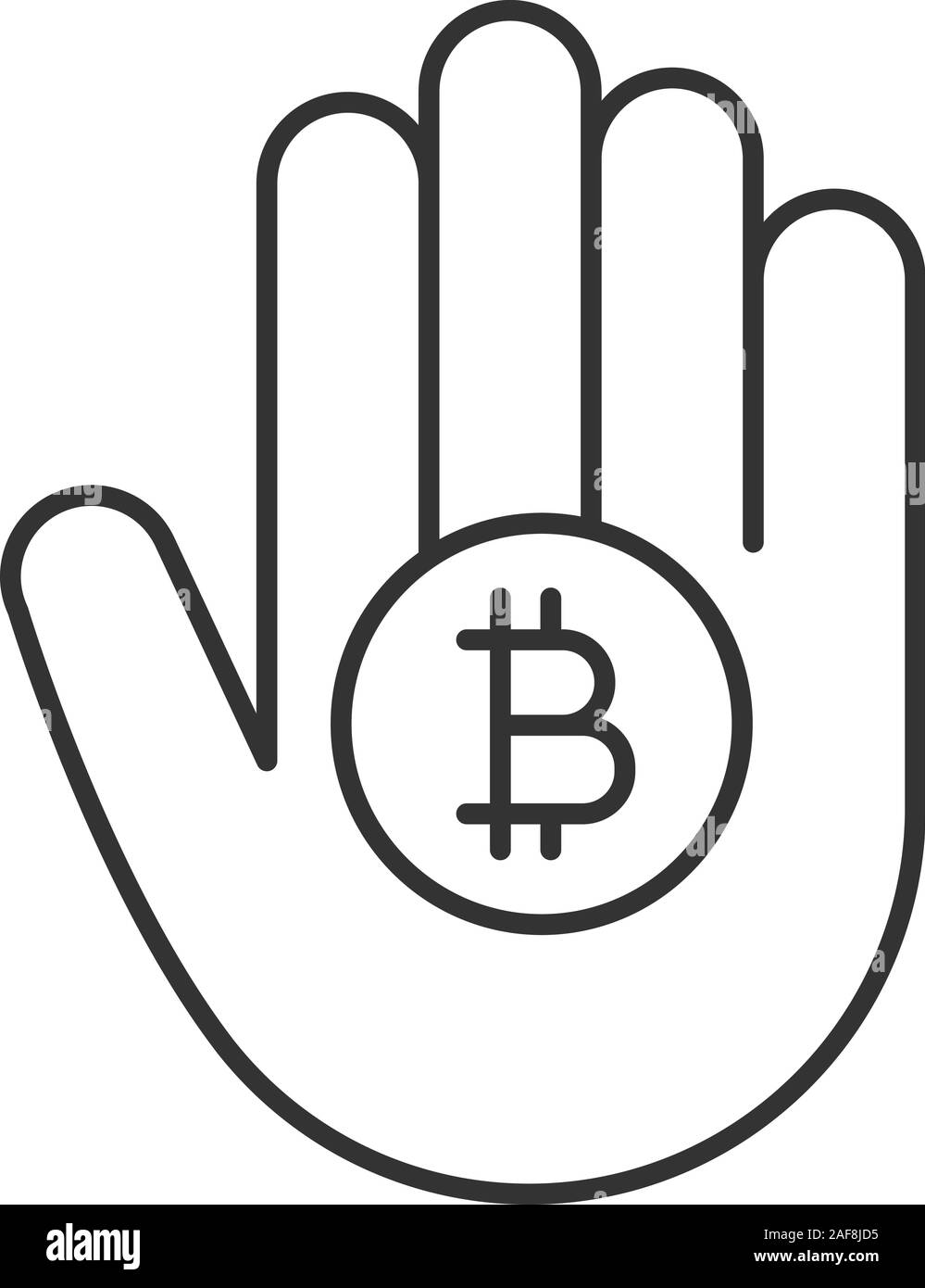 Hand Holding Bitcoin Linear Icon Cryptocurrency Thin Line