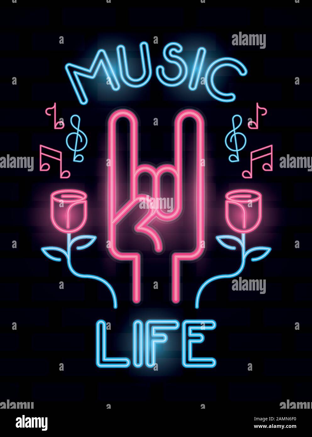 Music Live Label Neon Lights Stock Vector Image Art Alamy