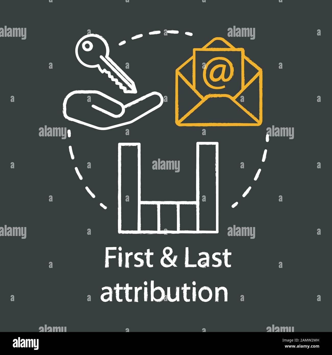 First And Last Attribution Chalk Concept Icon Attribution Modeling