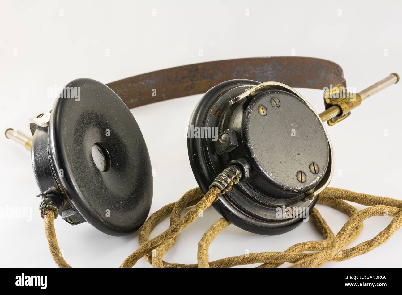 Close up of vintage WW2 radio headset/headphones Stock Photo - Alamy