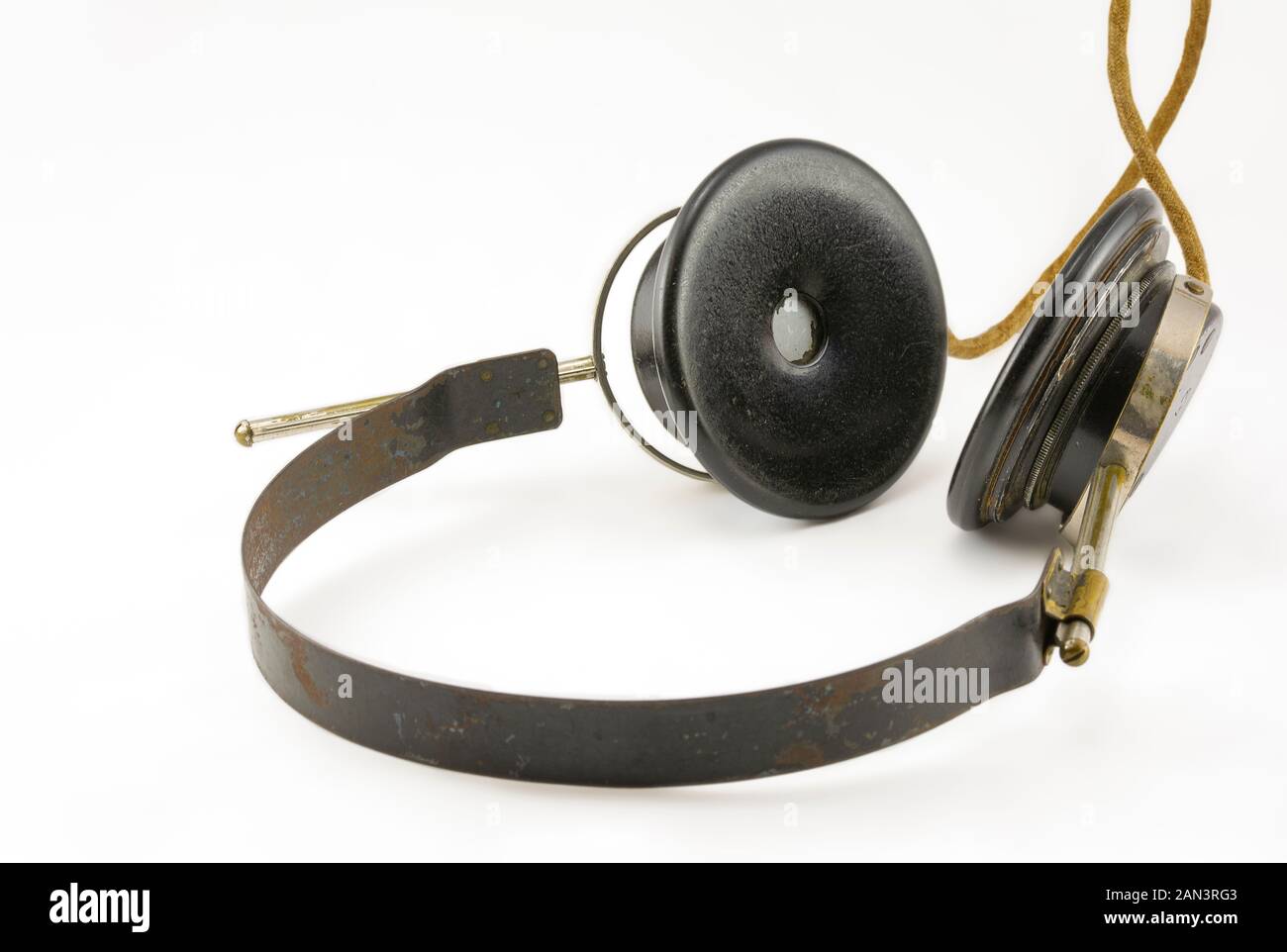 Close up of vintage WW2 radio headset/headphones Stock Photo - Alamy