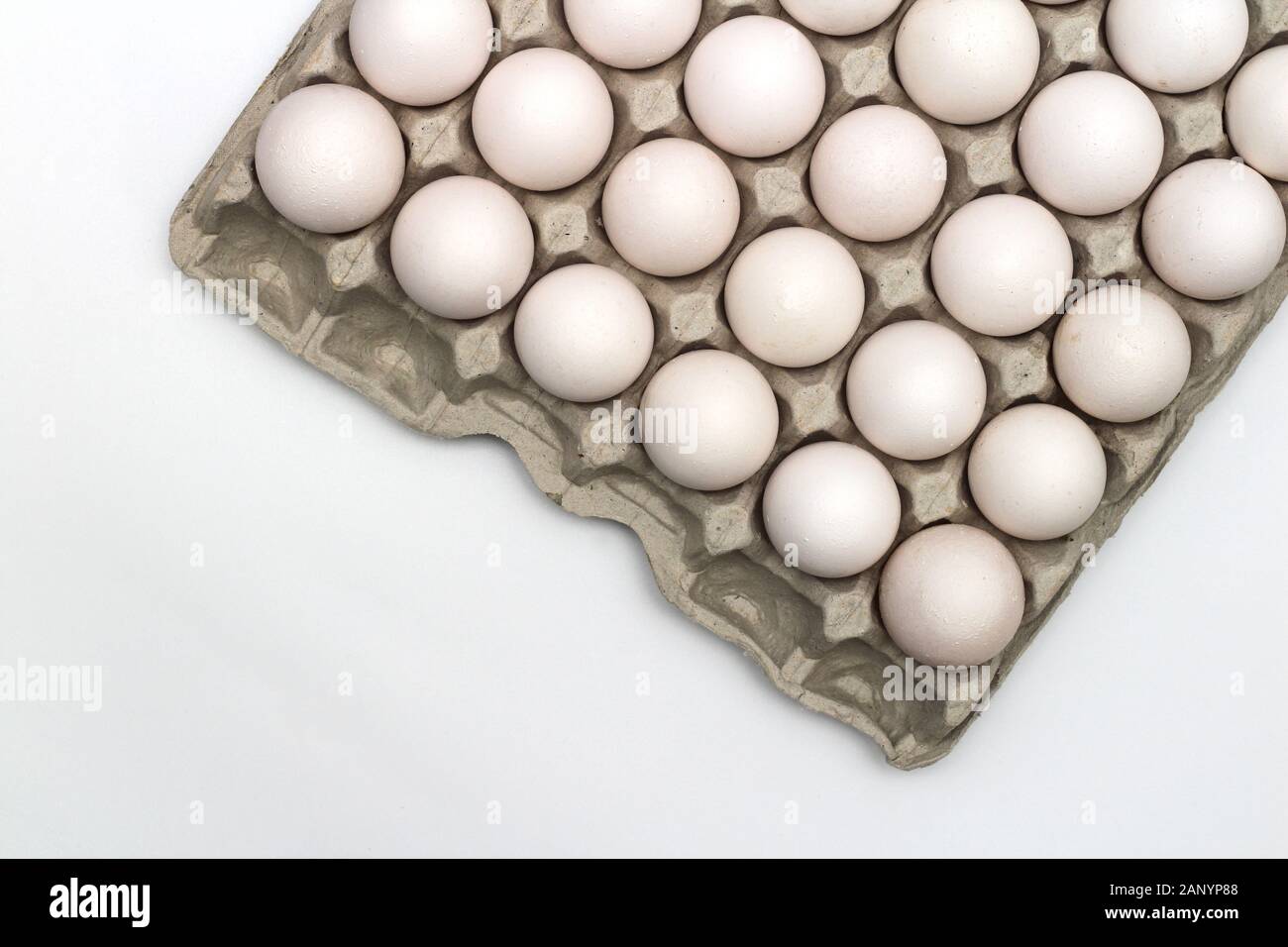 An Isolated Tray Of Eggs From Recycled Materials With White Eggs On A