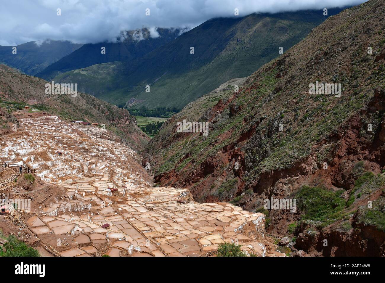 Salt Ponds Maras Cusco Region Peru South America Stock Photo Alamy