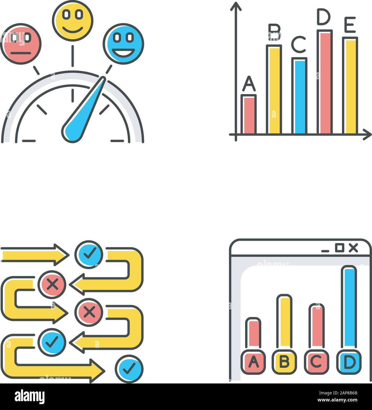 Survey Color Icons Set Satisfaction Level Evaluation Scale