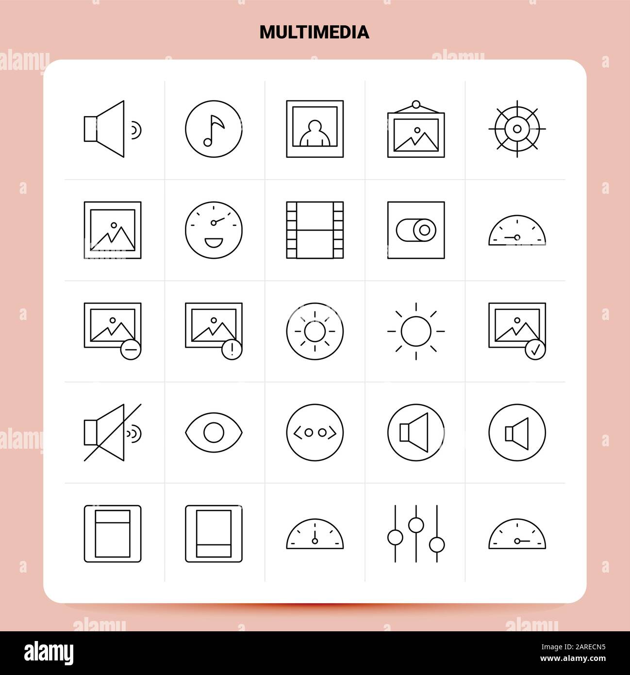 Outline Multimedia Icon Set Vector Line Style Design Black Icons