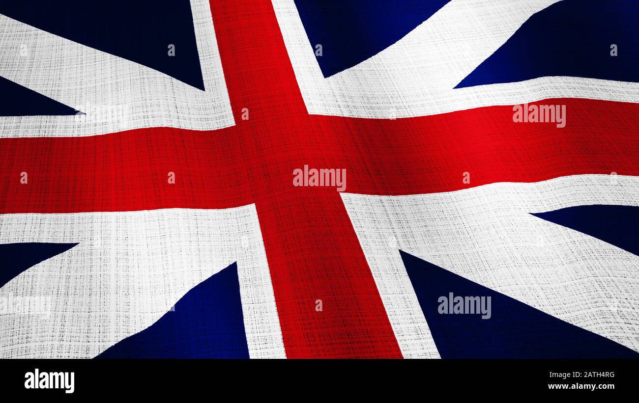 Closeup Of British United Kingdom UK Flag Blowing In The Wind Texture