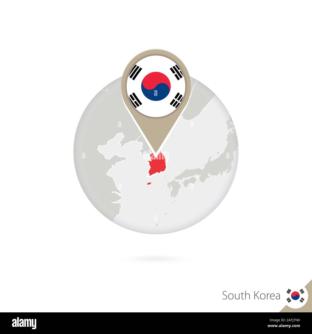 South Korea Map And Flag In Circle Map Of South Korea South Korea