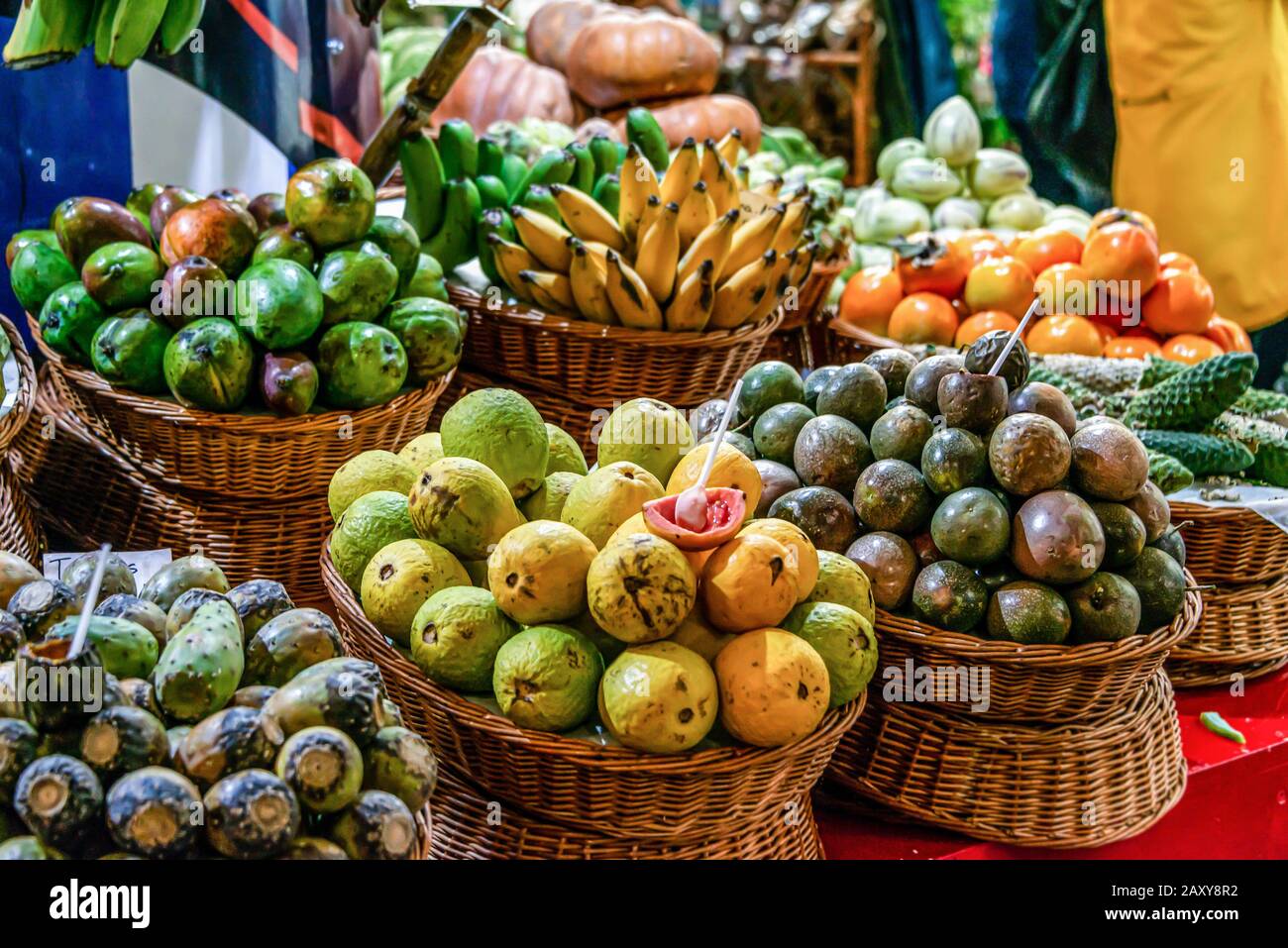 Fresh Exotic Fruits On Famous Market In Funchal Mercado Dos Lavradores