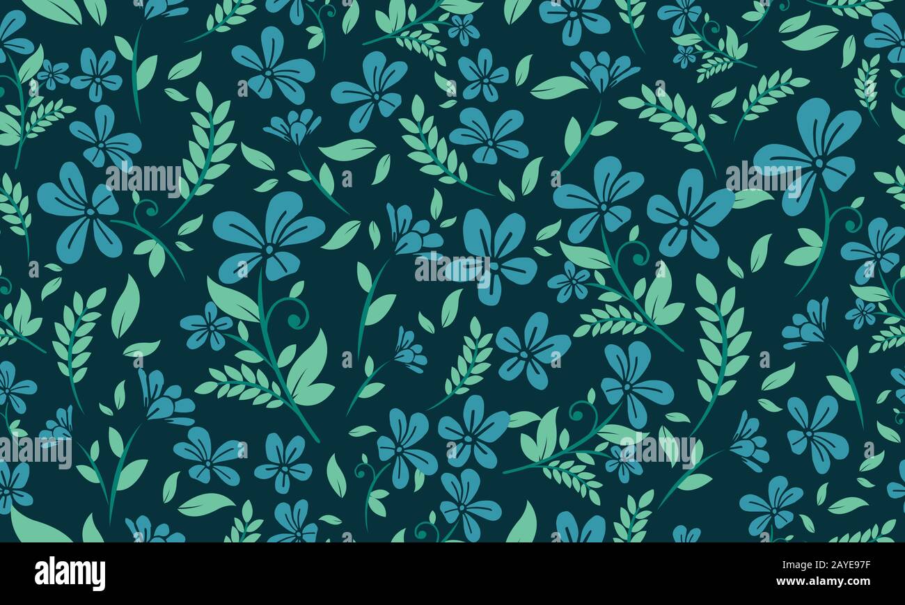 Seamless Style Of Spring Floral Pattern Background With Elegant Leaf