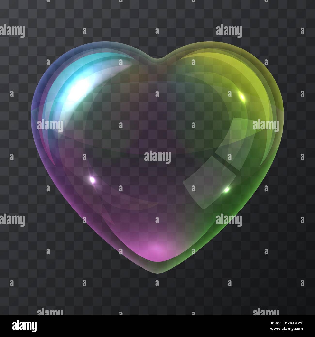 Soap Bubble Heart Isolated On A Transparent Background Vector