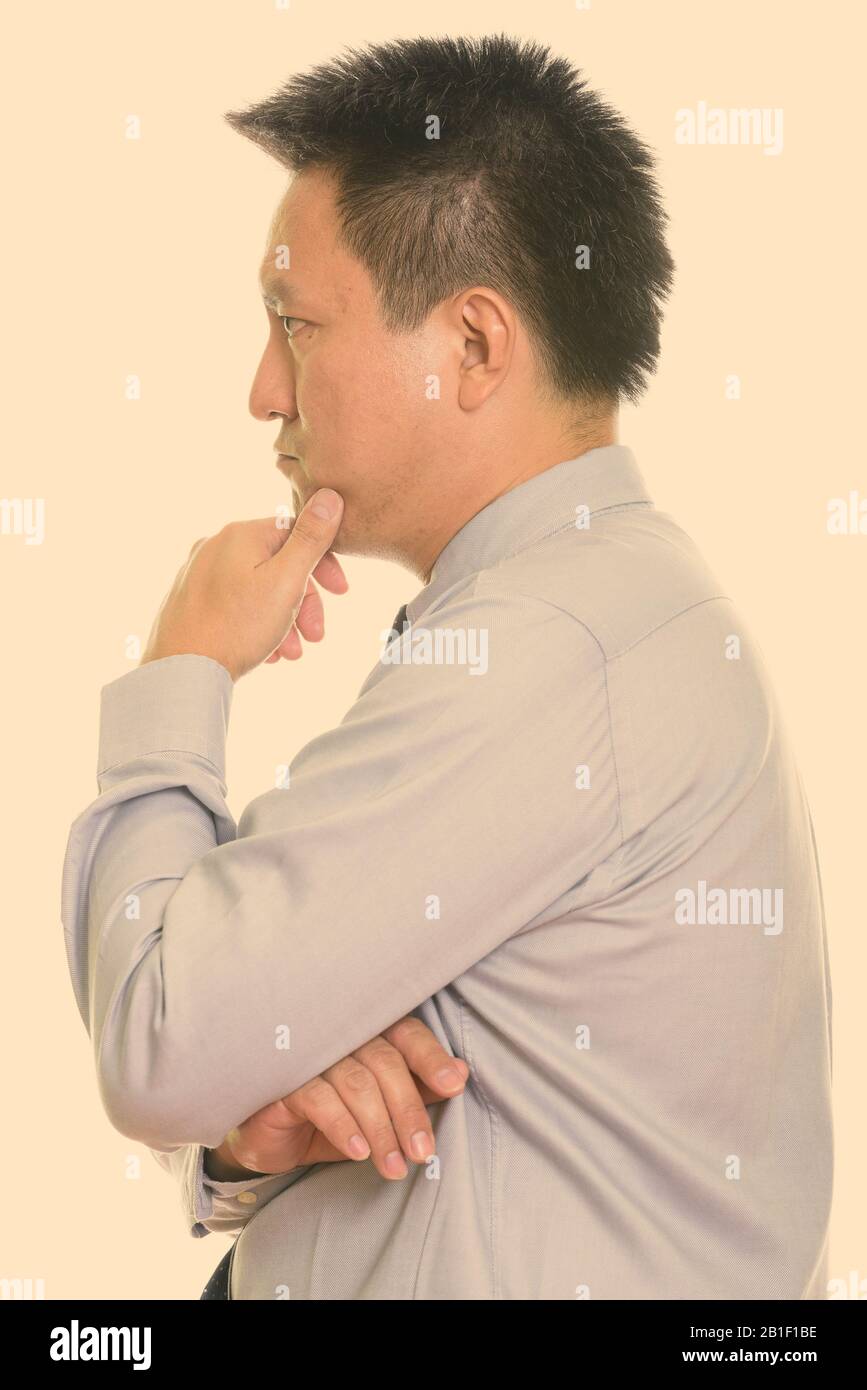 Studio Shot Of Mature Handsome Japanese Businessman Stock Photo Alamy