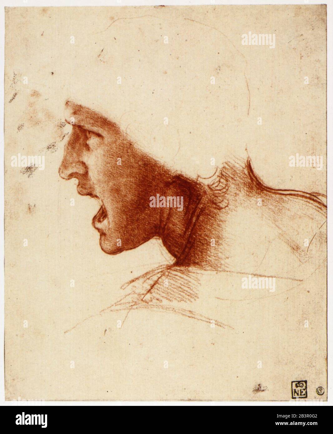 Leonardo Da Vinci Study For The Head Of A Warrior For The Battle Of