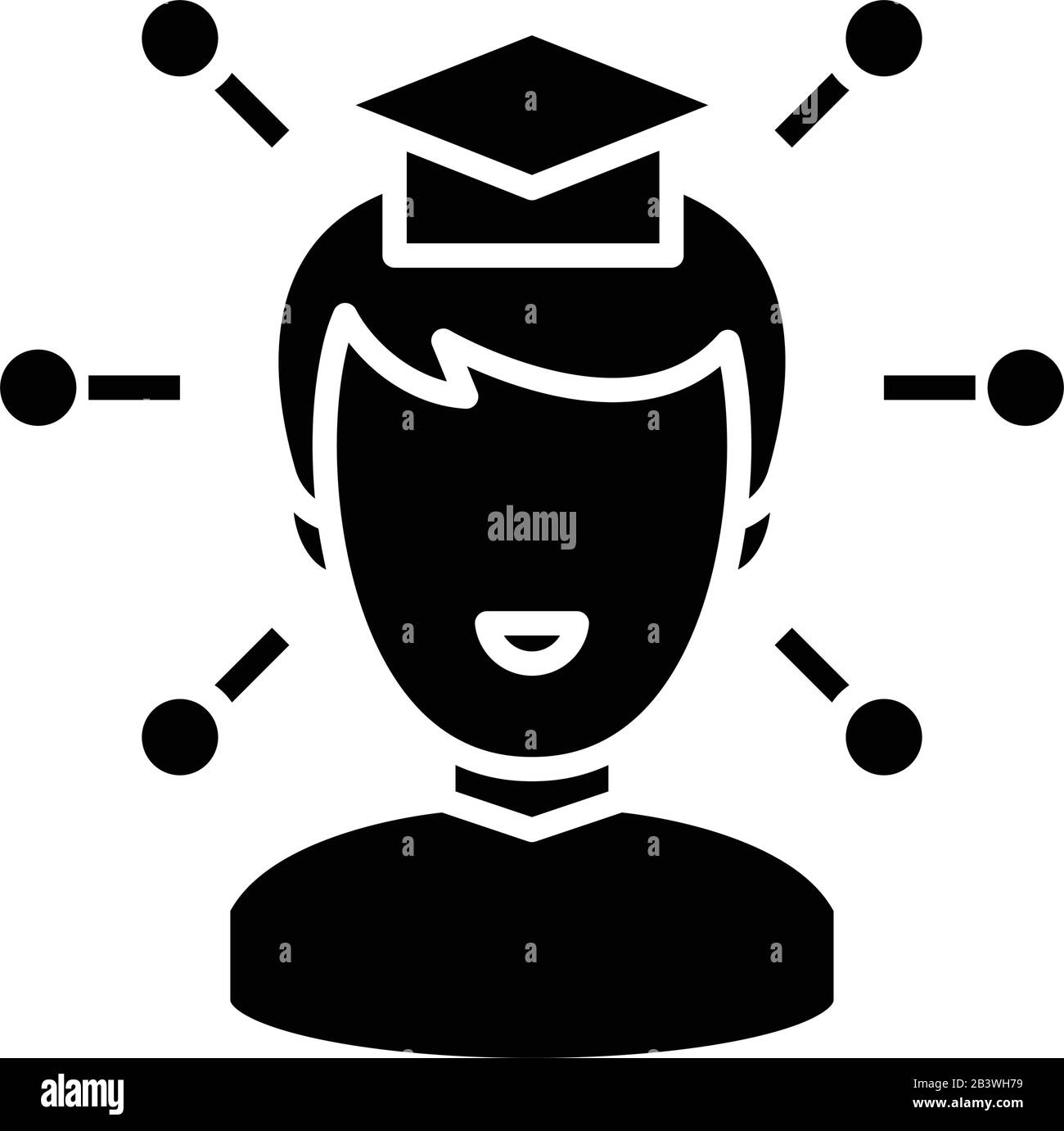 Researching Mind Black Icon Concept Illustration Vector Flat Symbol