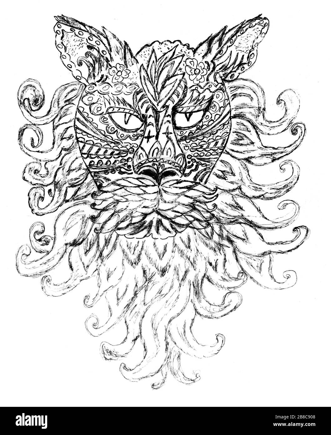 Decorative Ornamental Cat Portrait Hand Drawn Design Stock Photo Alamy