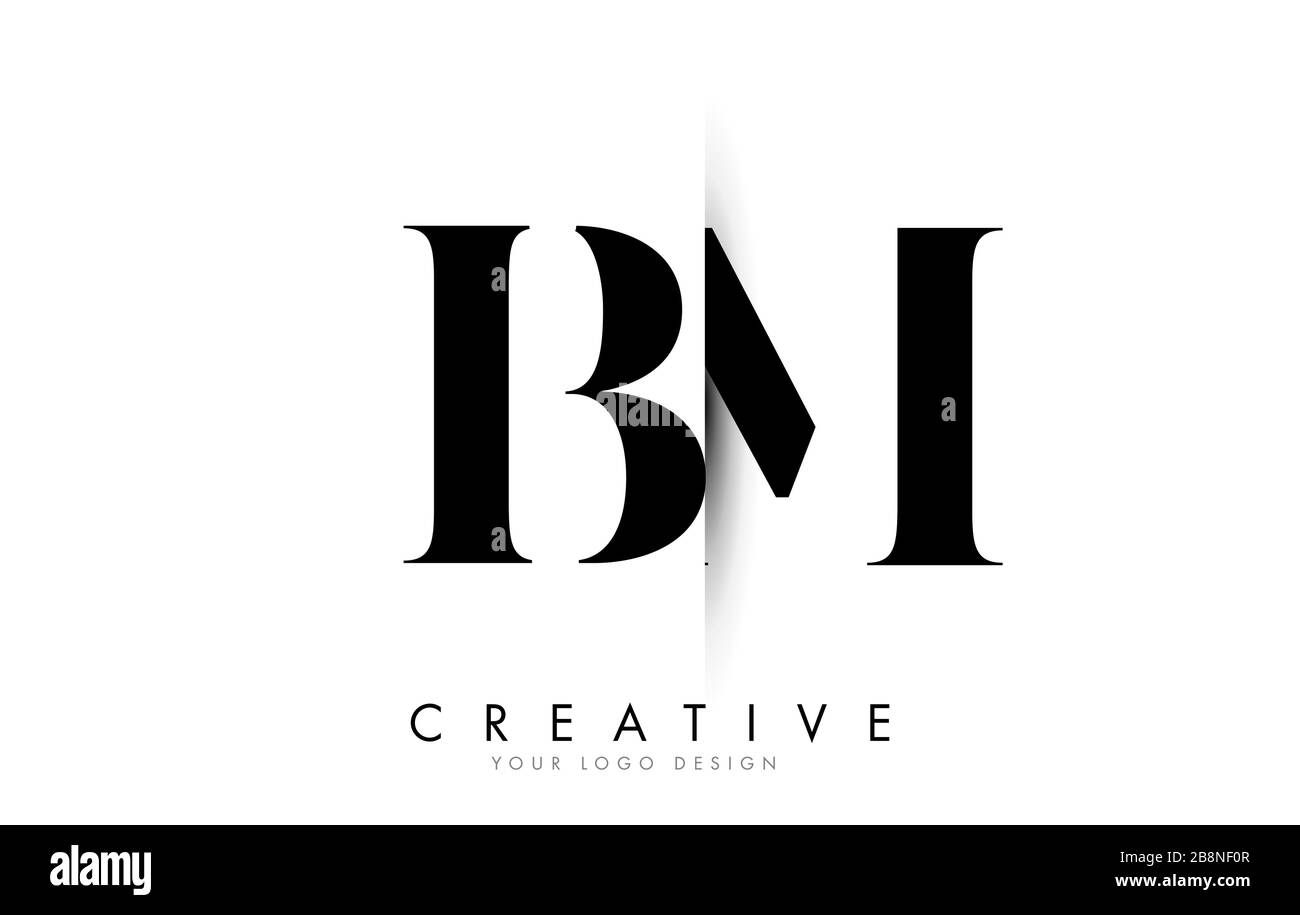 Bm B M Letter Logo Design With Creative Shadow Cut Vector Illustration