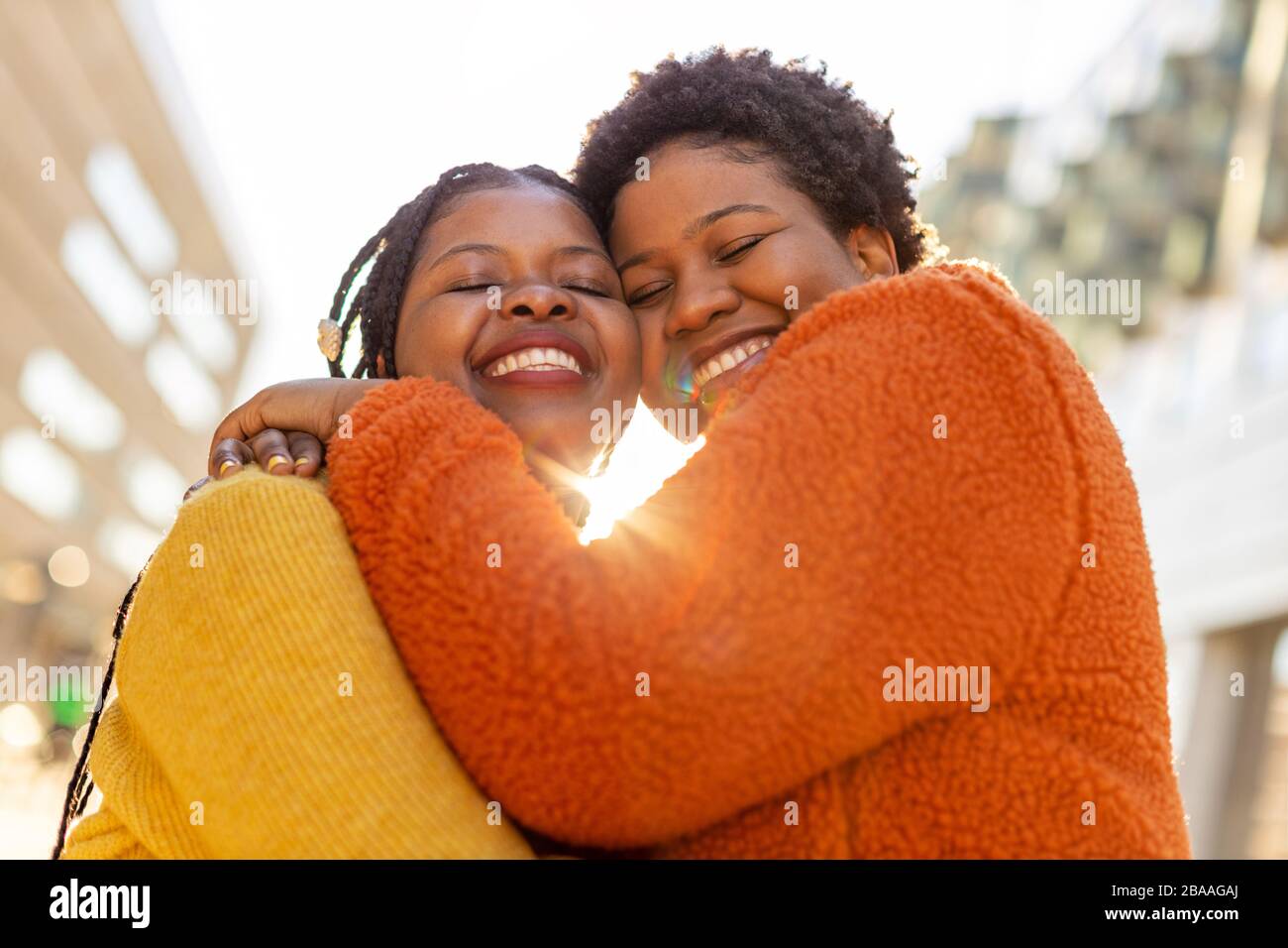 Two Beautiful Afro American Women In An Urban City Area Stock Photo Alamy