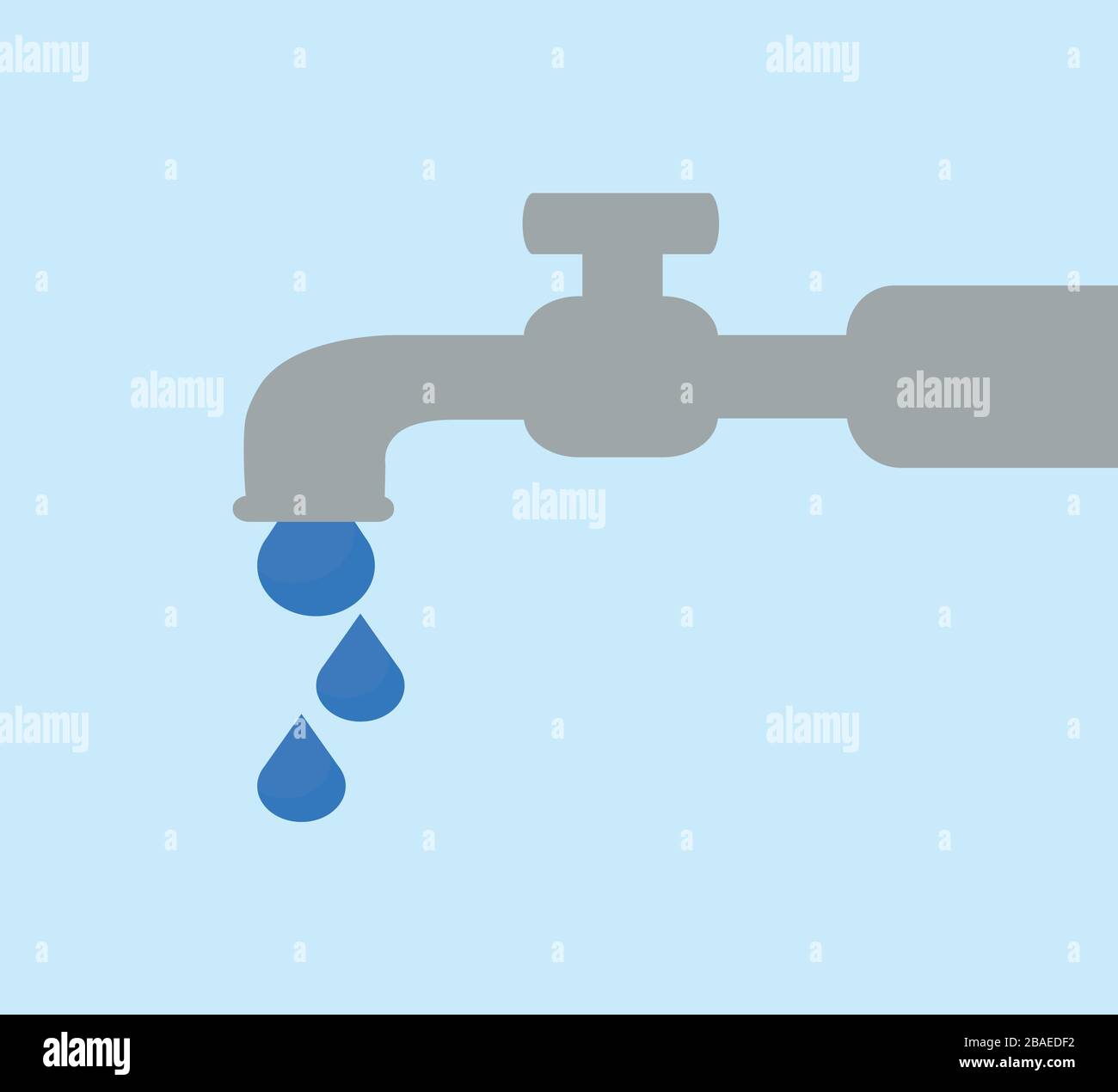 Water Faucet With Water Drops Vector Illustration Stock Vector Image