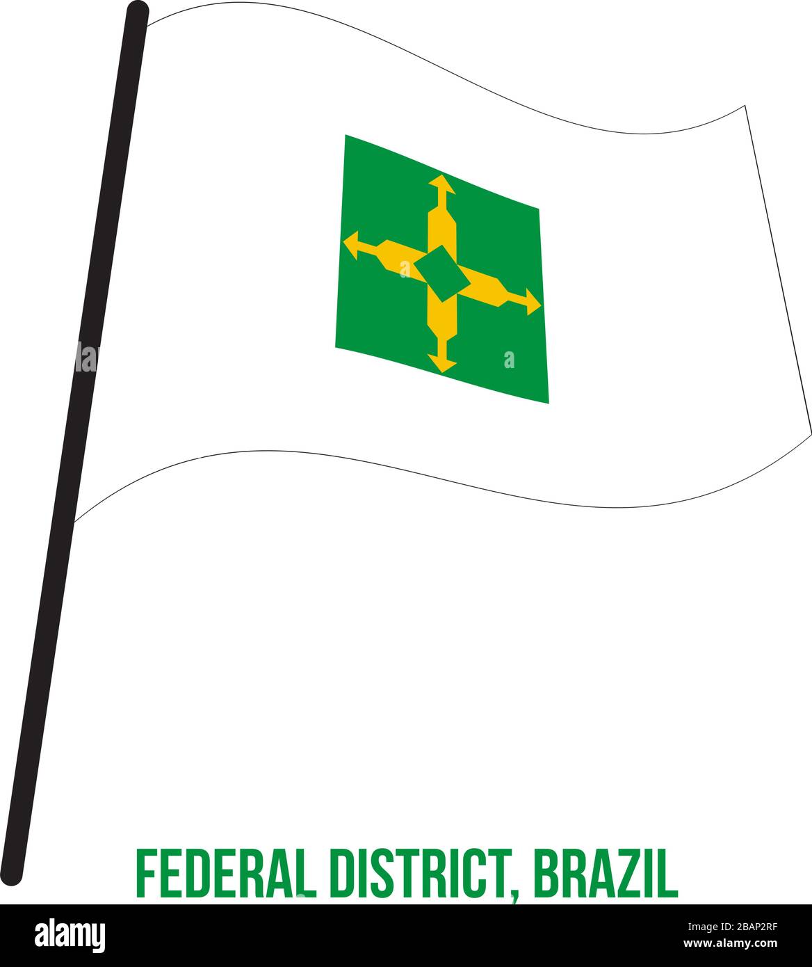 Federal District Brazil Flag Waving Vector Illustration On White