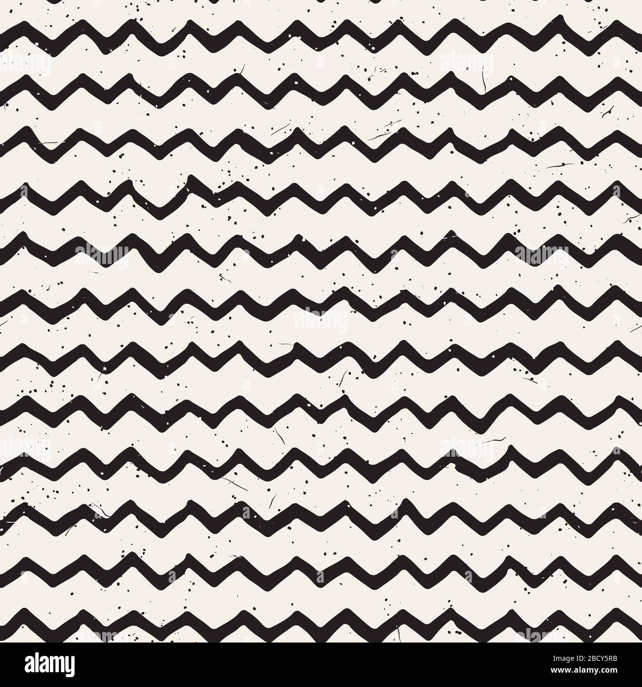 Simple Ink Zig Zag Lines Geometric Seamless Pattern Monochrome Black