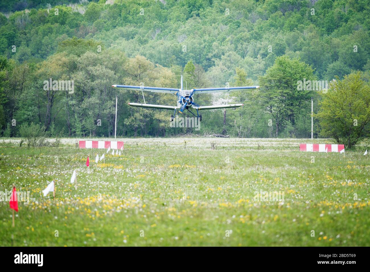 Landing Of The Old Retro Plane Stock Photo Alamy