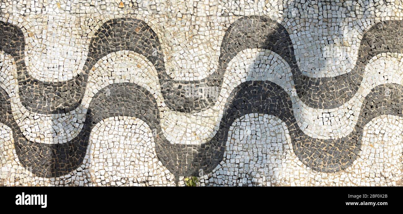 Texture And Detail Of Empty Boulevard Sidewalk Wave Pattern Of