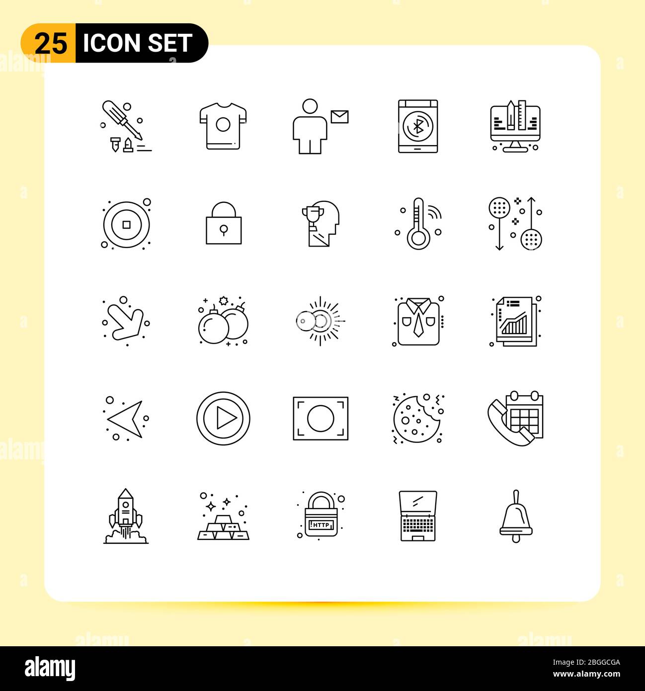 Stock Vector Icon Pack Of 25 Line Signs And Symbols For Coding Data