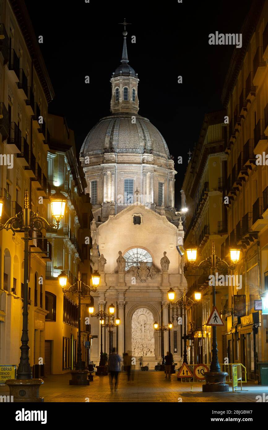 Nighttime View Of The Cathedral Basilica Of Our Lady Of The Pillar Aka