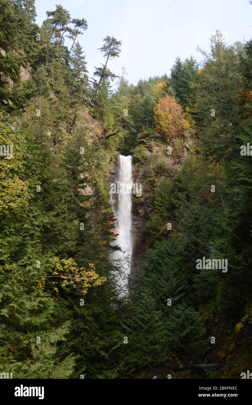 Rainbow Falls Waterfall And Slollicum Creek Emptying Into The East