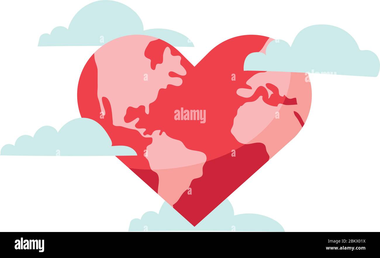 World Planet Earth With Heart Shape Stock Vector Image Art Alamy