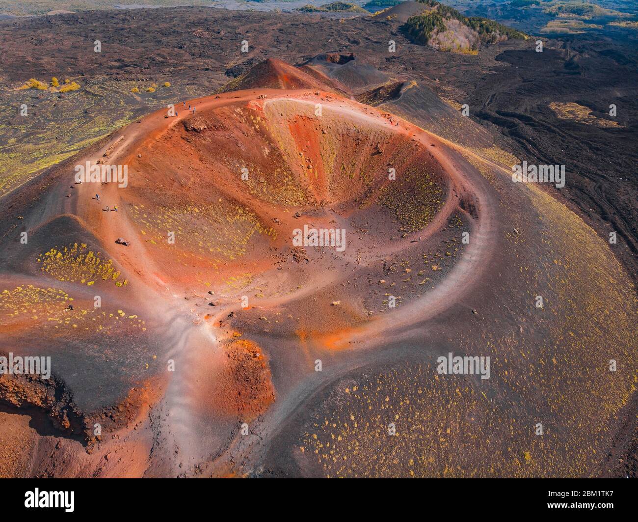 Extinct Crater Of Volcano Etna Sicily Italy Panoramic Aerial Photo