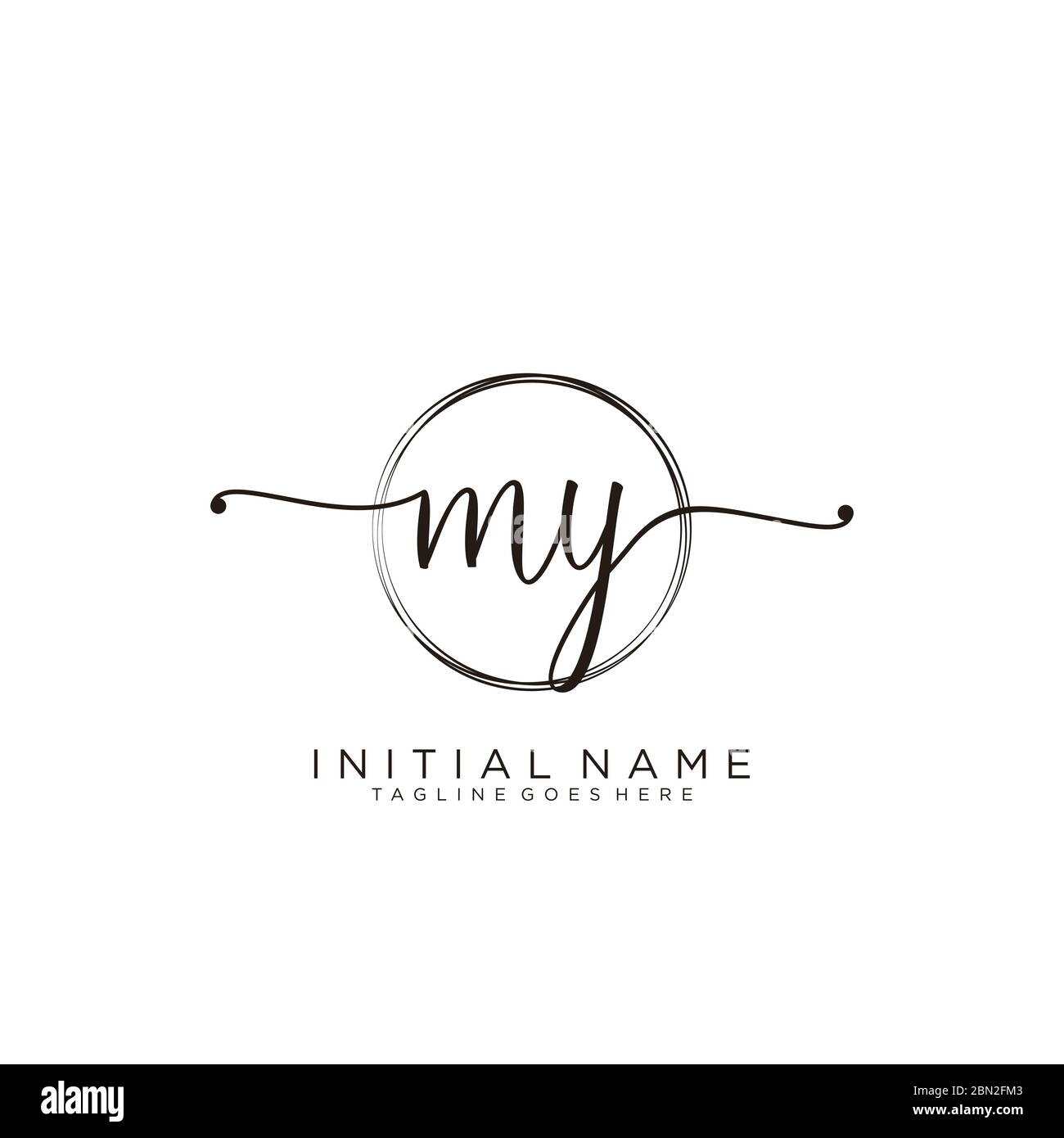 Initial MY Handwriting Logo With Circle Template Vector Stock Vector