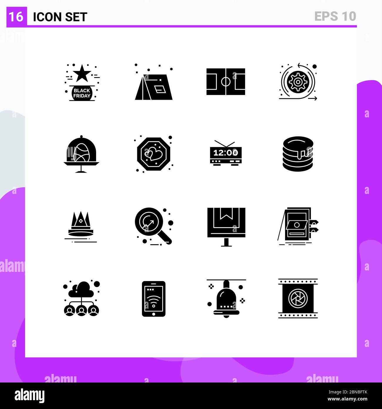 Set Of 16 Modern UI Icons Symbols Signs For Disk Scrum Tent Arrows