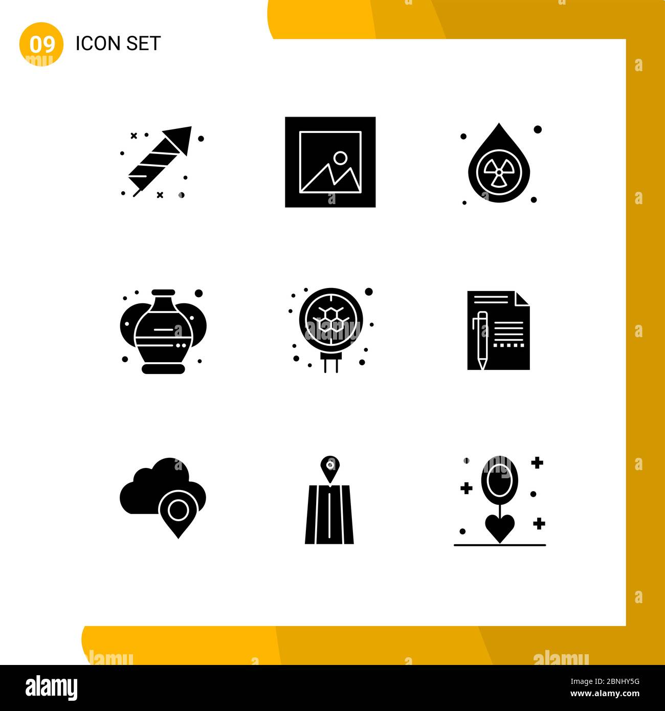 Thematic Vector Solid Glyphs And Editable Symbols Of Molecule Paint