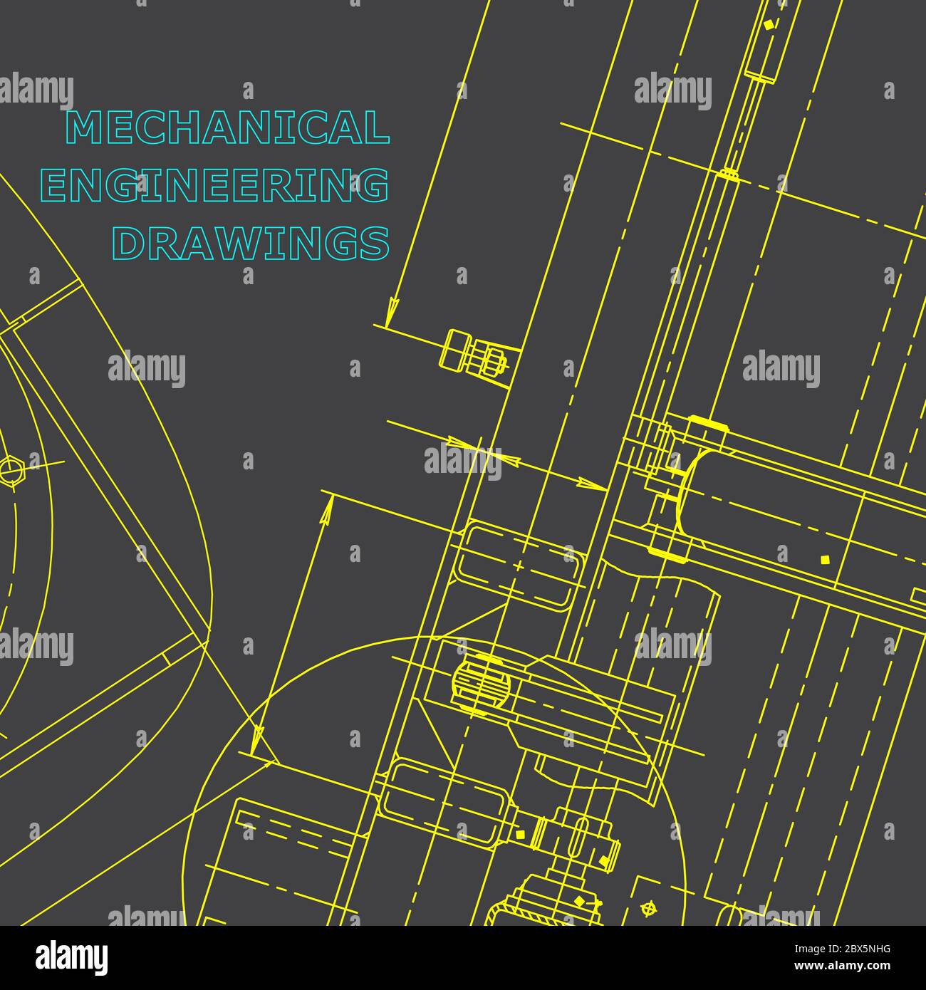 Blueprint Sketch Vector Engineering Illustration Cover Flyer Gray