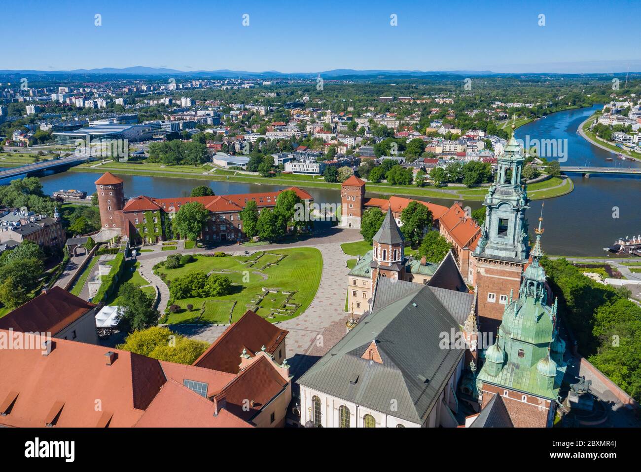 Krakow Aerial View Of Royal Wawel Castle And Gothic Cathedral Vistula