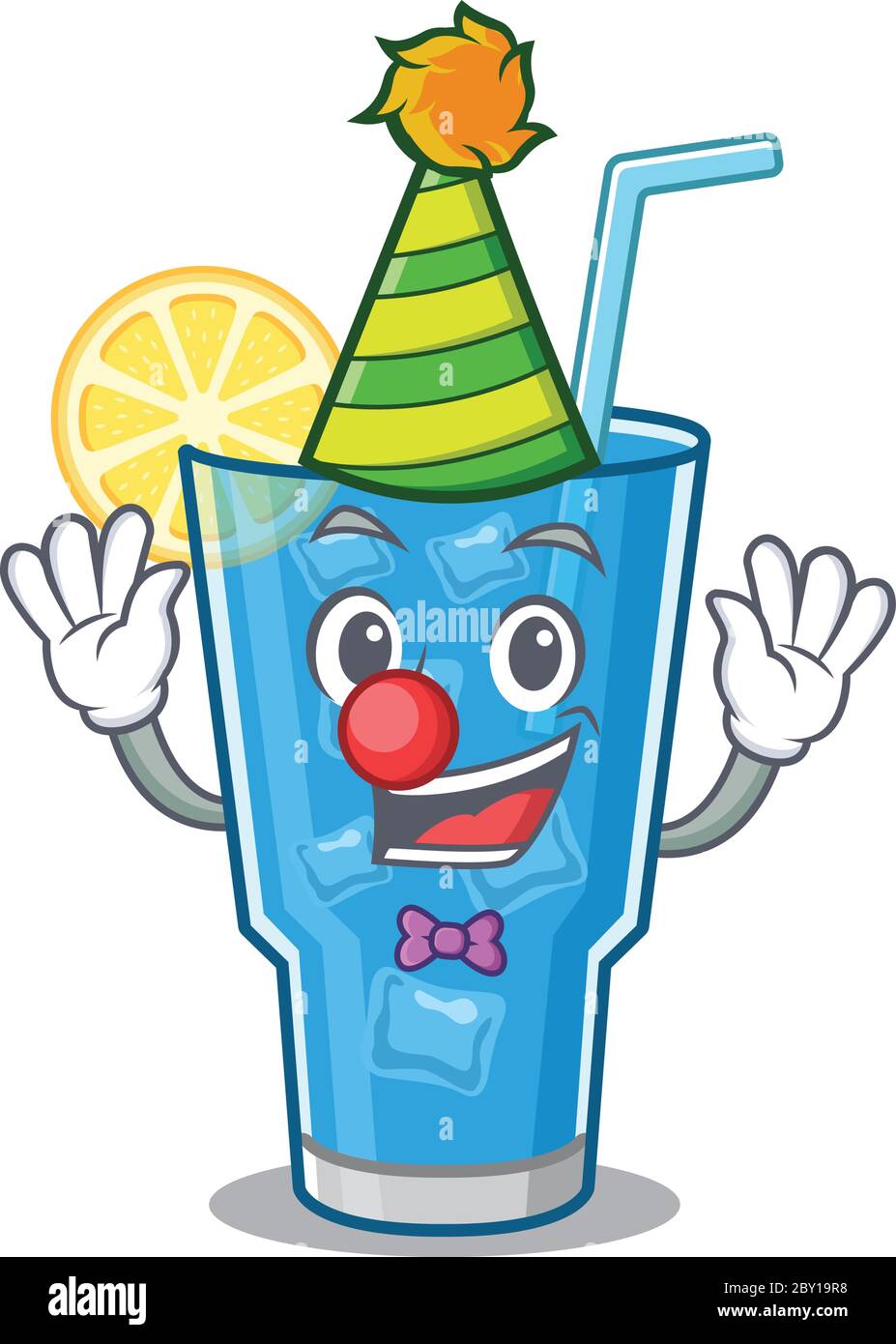 Smiley Clown Blue Lagoon Cocktail Cartoon Character Design Concept